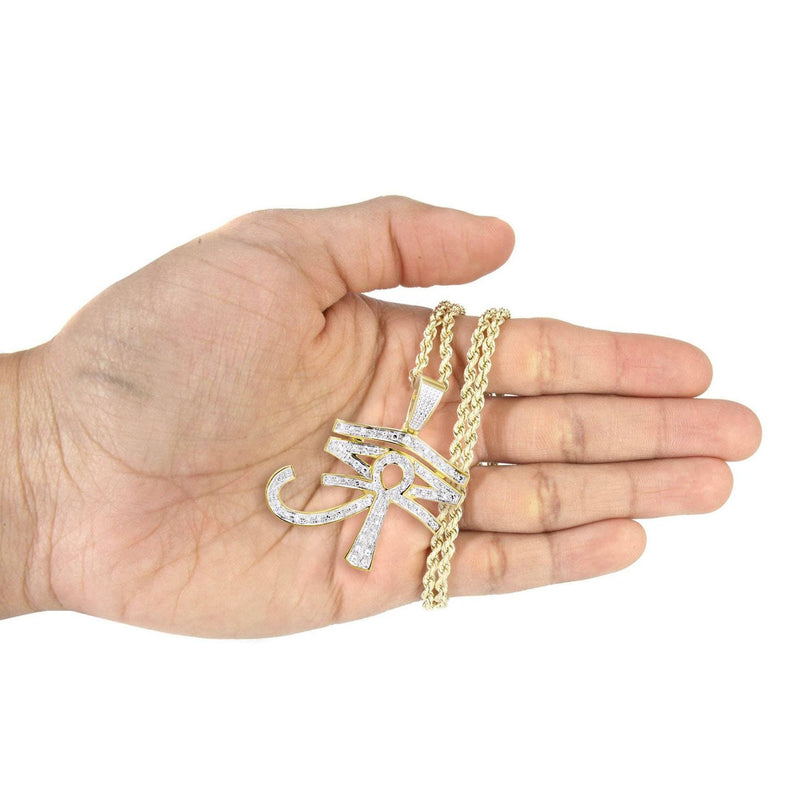 10K Yellow Gold Eye of Ra Diamond Necklace  | 0.71 Carats