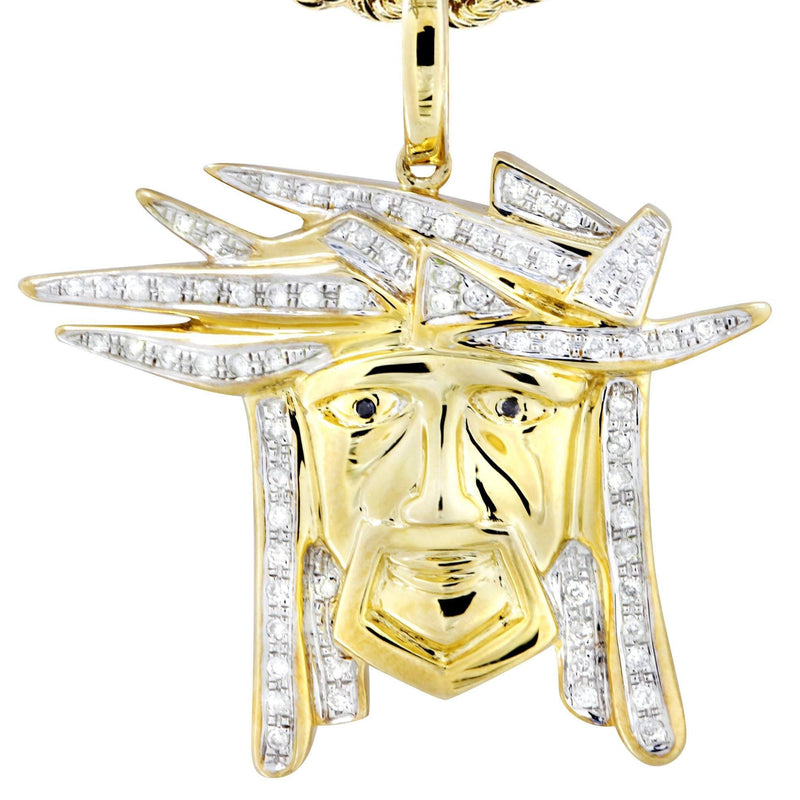 10K Yellow Gold Jesus Diamond Necklace  | 0.42 Carats