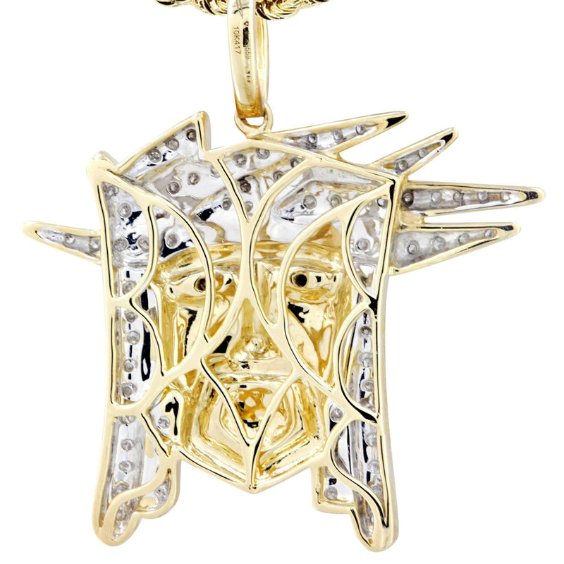 10K Yellow Gold Jesus Diamond Necklace  | 0.42 Carats