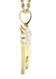 10K Yellow Gold Jesus Diamond Necklace  | 0.42 Carats