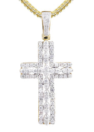 10K Yellow Gold Cross Diamond Necklace  | 1.26 Carats
