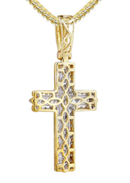 10K Yellow Gold Cross Diamond Necklace  | 1.26 Carats