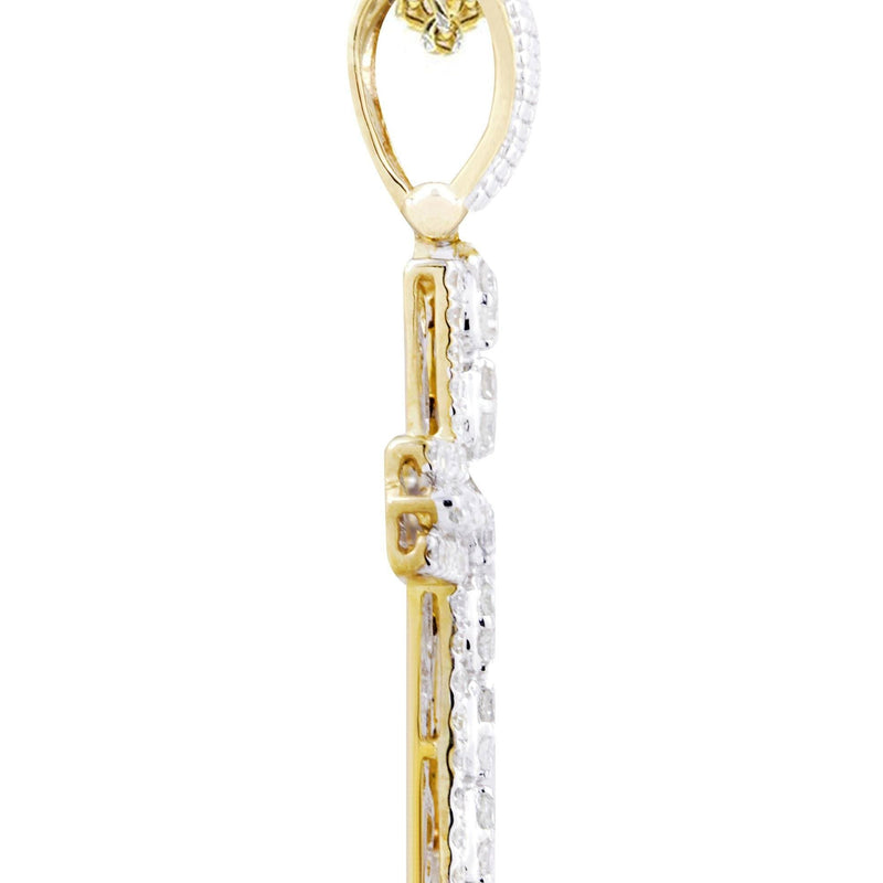 10K Yellow Gold Cross Diamond Necklace  | 1.26 Carats