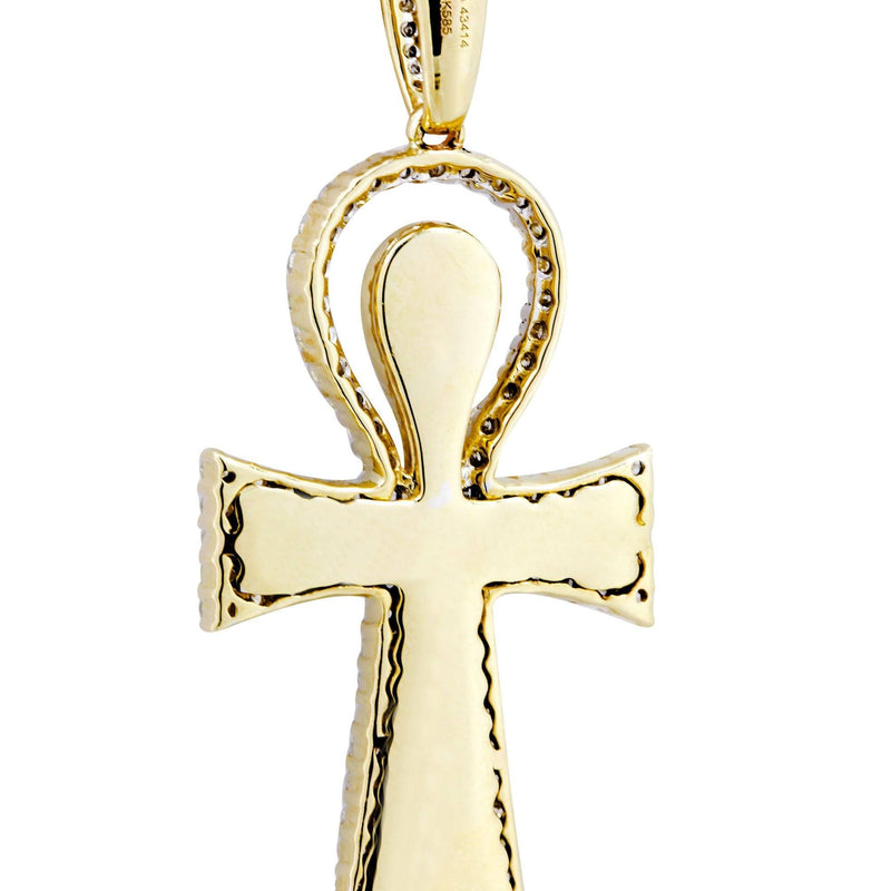 10K Yellow Gold Ankh Diamond Necklace  | 0.77 Carats