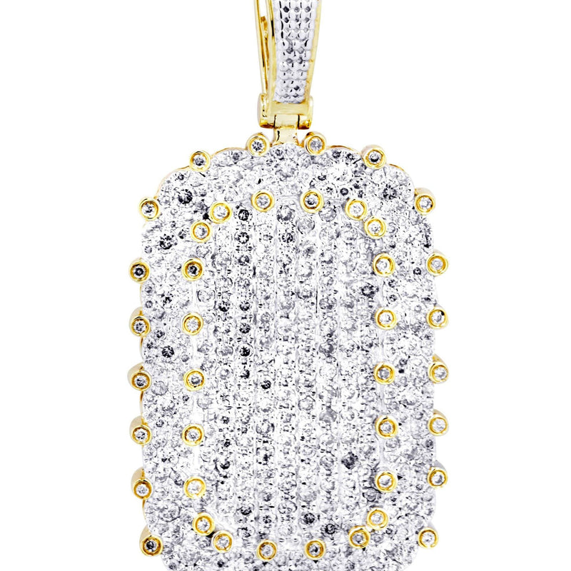 10K Yellow Gold Dog Tag Diamond Necklace  | 1.73 Carats