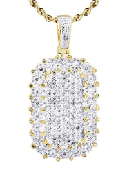 10K Yellow Gold Dog Tag Diamond Necklace  | 1.73 Carats