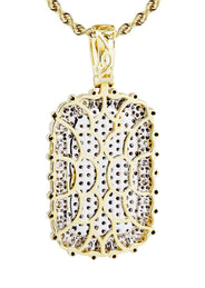10K Yellow Gold Dog Tag Diamond Necklace  | 1.73 Carats