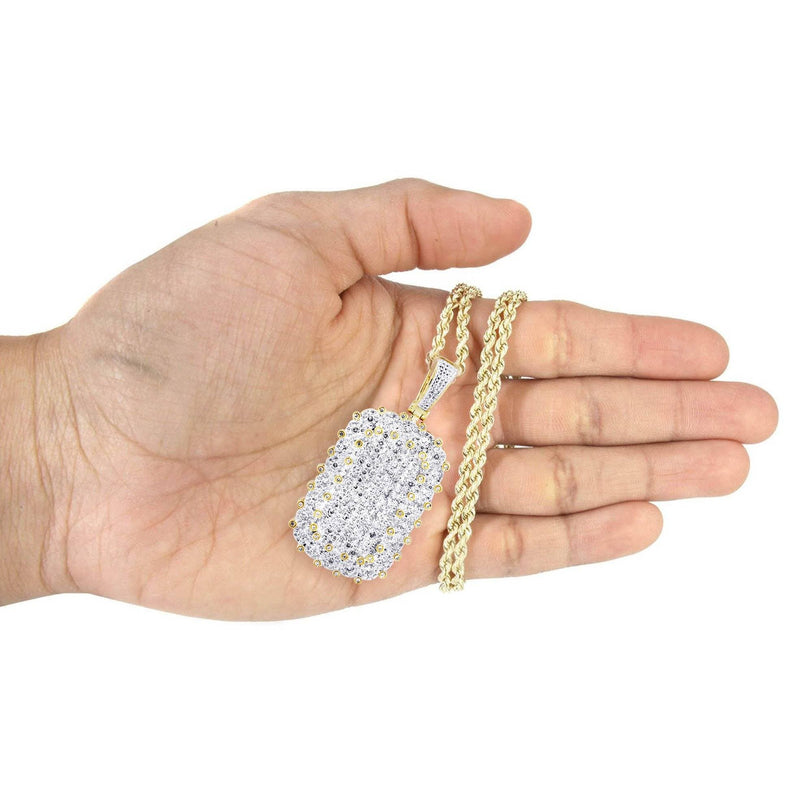 10K Yellow Gold Dog Tag Diamond Necklace  | 1.73 Carats