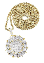 10K Yellow Gold Round Diamond Necklace  | 3.08 Carats