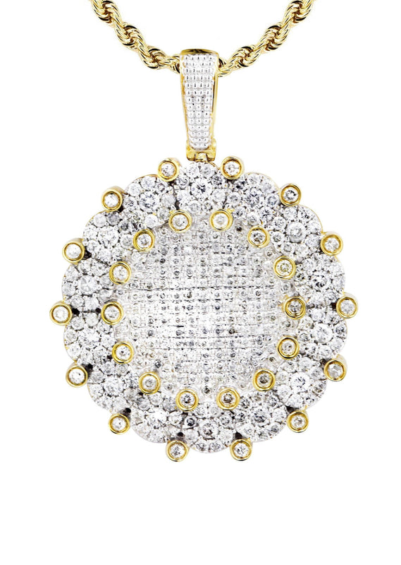 10K Yellow Gold Round Diamond Necklace  | 3.08 Carats