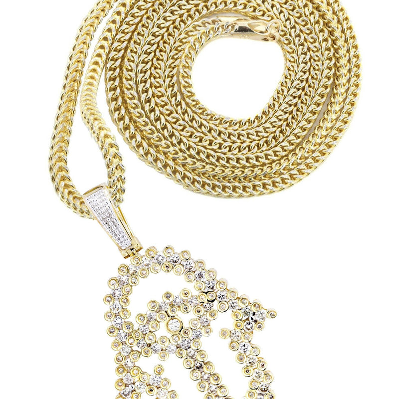 10K Yellow Gold Hamsa Diamond Necklace  | 1.75 Carats