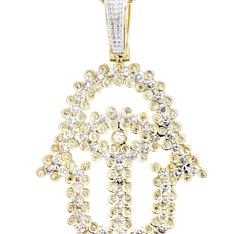 10K Yellow Gold Hamsa Diamond Necklace  | 1.75 Carats