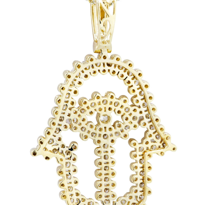 10K Yellow Gold Hamsa Diamond Necklace  | 1.75 Carats