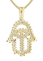 10K Yellow Gold Hamsa Diamond Necklace  | 1.75 Carats