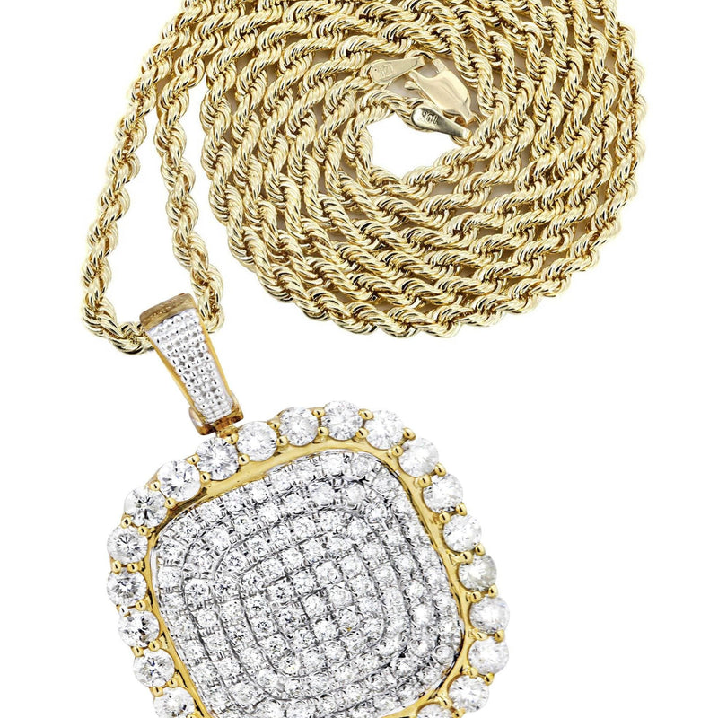 10K Yellow Gold Round Diamond Necklace  | 3.34 Carats