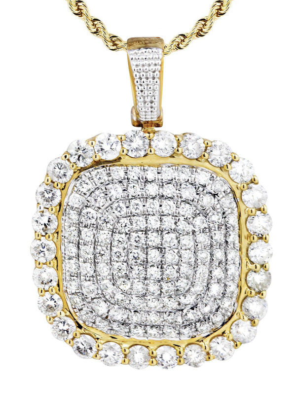 10K Yellow Gold Round Diamond Necklace  | 3.34 Carats