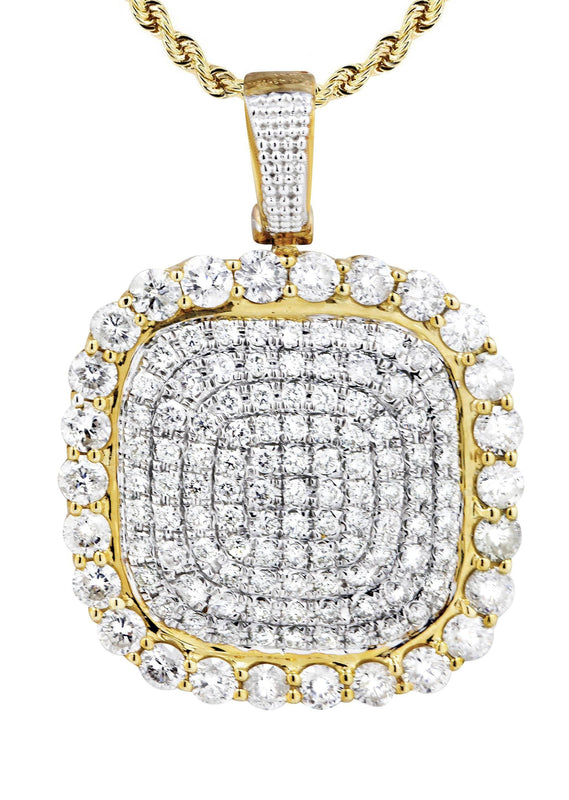 10K Yellow Gold Round Diamond Necklace  | 3.34 Carats