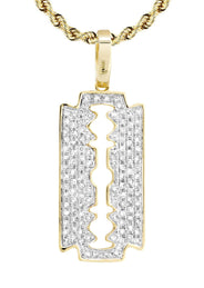 10K Yellow Gold Razor Blade Barber Diamond Necklace  | 0.77 Carats