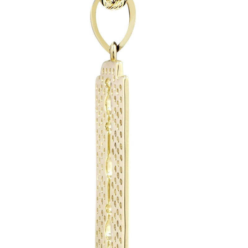 10K Yellow Gold Razor Blade Barber Diamond Necklace  | 0.77 Carats