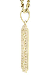 10K Yellow Gold Razor Blade Barber Diamond Necklace  | 0.77 Carats
