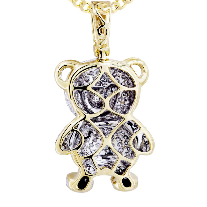 10K Yellow Gold Teddy Bear Diamond Necklace  | 1.37 Carats