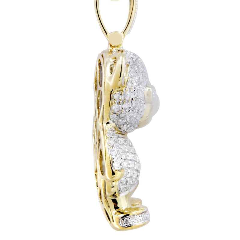 10K Yellow Gold Teddy Bear Diamond Necklace  | 1.37 Carats