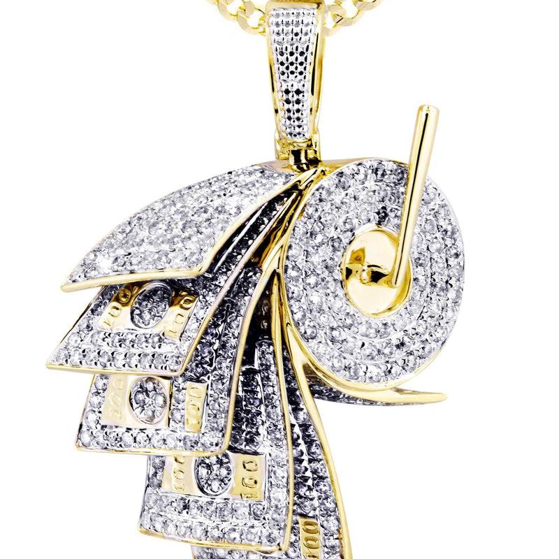 10K Yellow Gold Money Roll Diamond Necklace  | 2.2 Carats