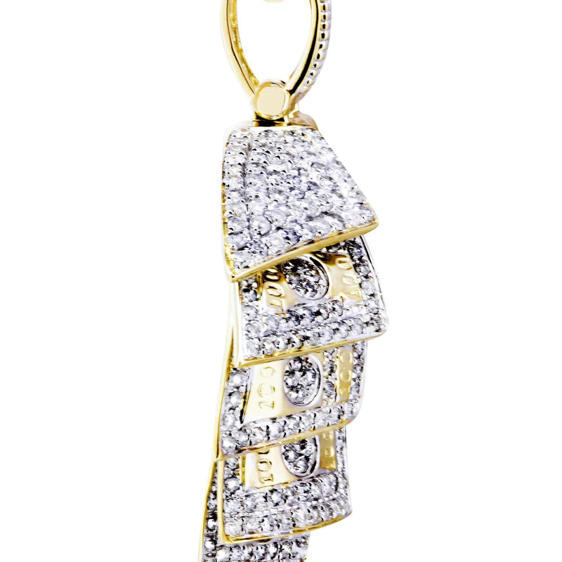10K Yellow Gold Money Roll Diamond Necklace  | 2.2 Carats