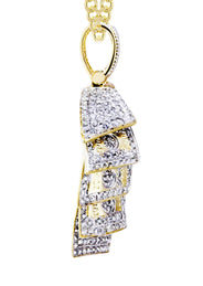10K Yellow Gold Money Roll Diamond Necklace  | 2.2 Carats