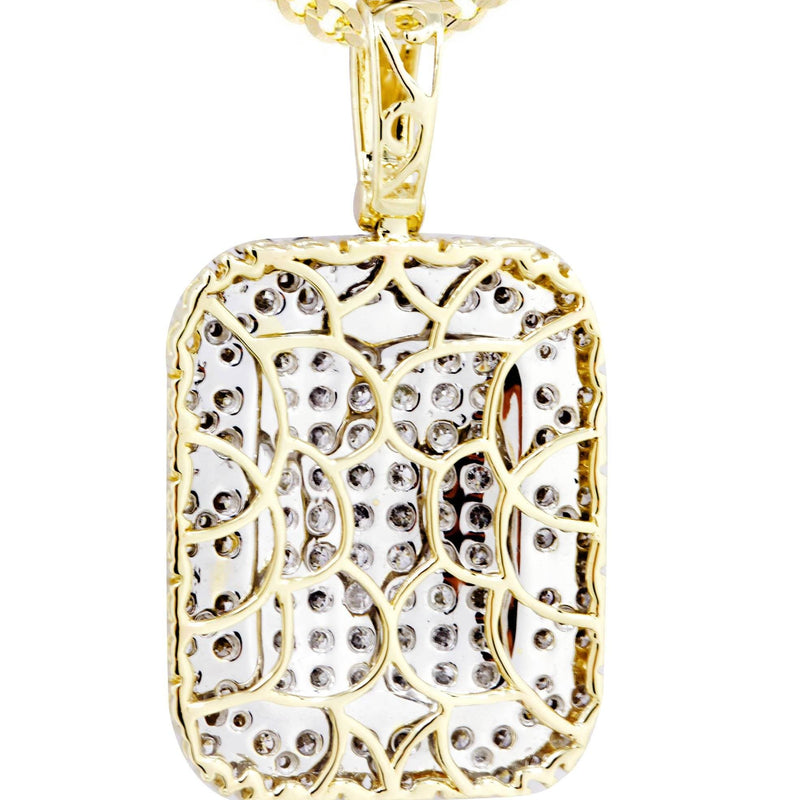 10K Yellow Gold Dog Tag Diamond Necklace  | 2.73 Carats
