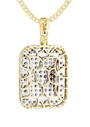 10K Yellow Gold Dog Tag Diamond Necklace  | 2.73 Carats