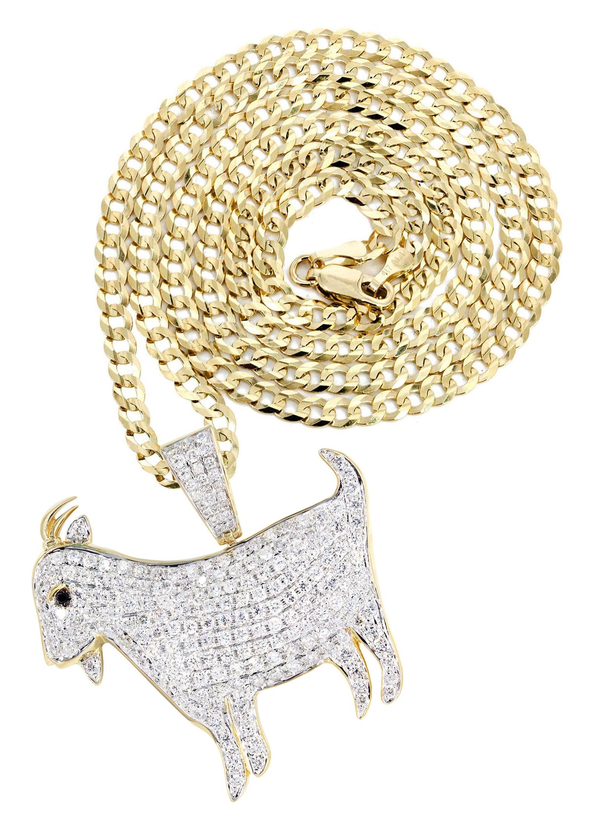 14K Yellow Gold Goat Diamond Necklace  | 2.44 Carats