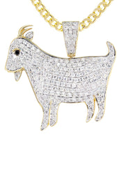 14K Yellow Gold Goat Diamond Necklace  | 2.44 Carats