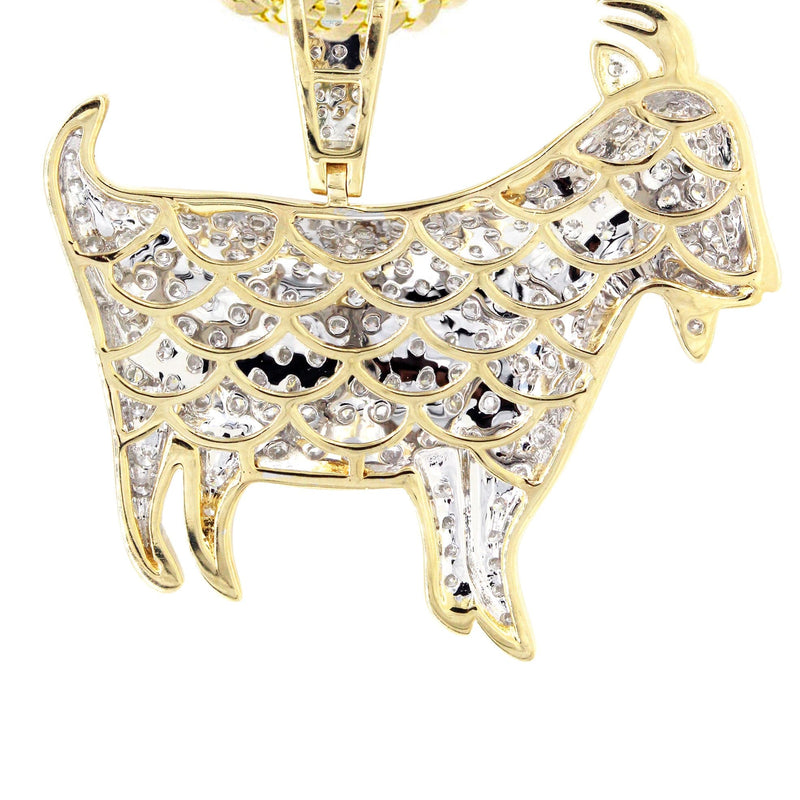 14K Yellow Gold Goat Diamond Necklace  | 2.44 Carats
