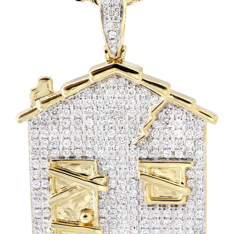 14K Yellow Gold Trap House Diamond Necklace  | 2.62 Carats