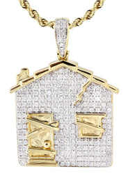 14K Yellow Gold Trap House Diamond Necklace  | 2.62 Carats