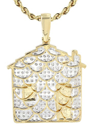 14K Yellow Gold Trap House Diamond Necklace  | 2.62 Carats