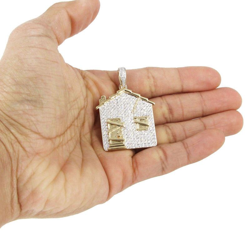 14K Yellow Gold Trap House Diamond Necklace  | 2.62 Carats
