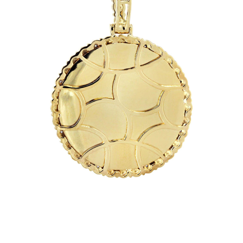 Full Diamond 10K Yellow Gold Small Round Picture Pendant Necklace | 1.45 Carats | Appx. 16 Grams