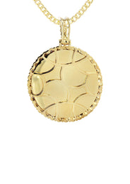 Full Diamond 10K Yellow Gold Small Round Picture Pendant Necklace | 1.45 Carats | Appx. 16 Grams