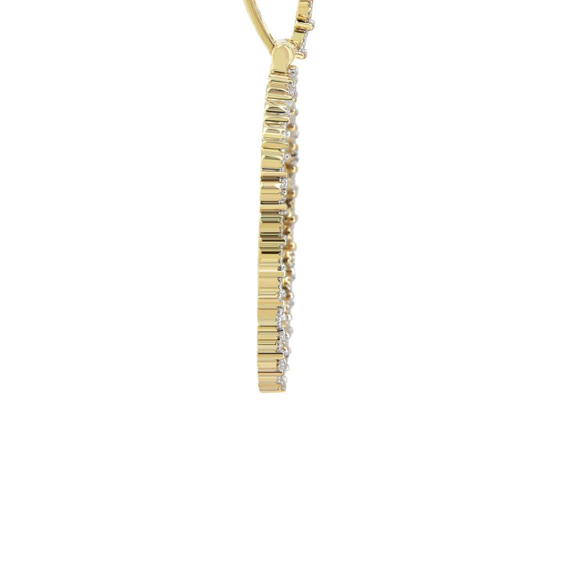 Full Diamond 10K Yellow Gold Small Round Picture Pendant Necklace | 1.45 Carats | Appx. 16 Grams
