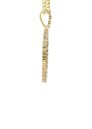 Full Diamond 10K Yellow Gold Small Round Picture Pendant Necklace | 1.45 Carats | Appx. 16 Grams