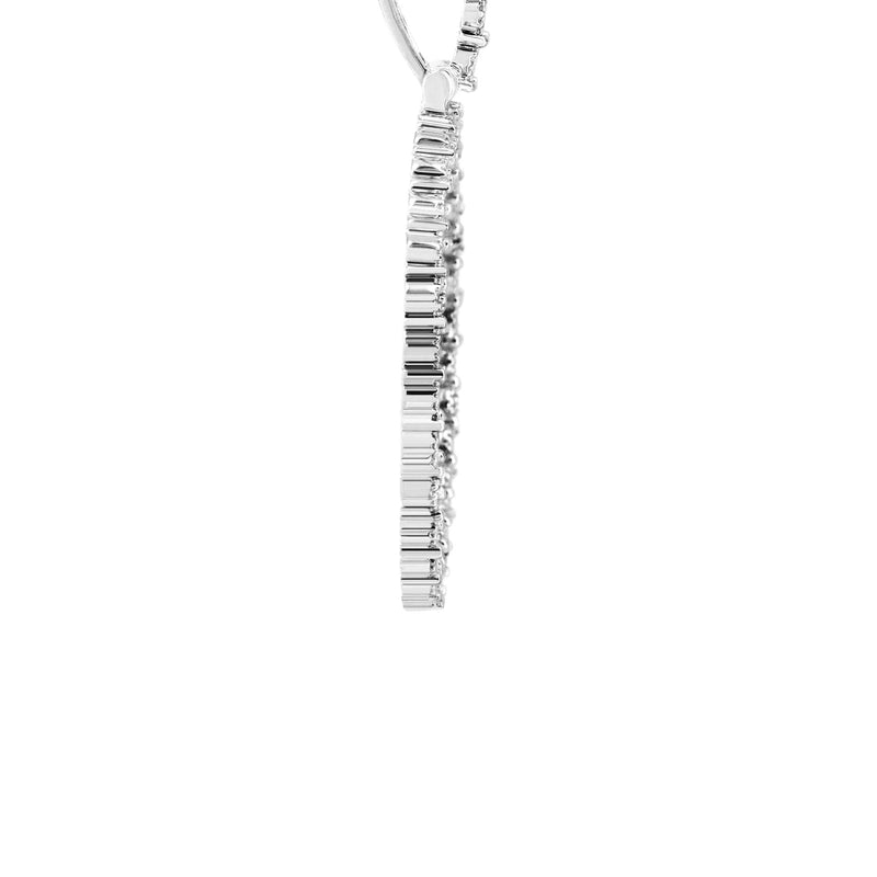 Full Diamond 10K White Gold Small Round Picture Pendant Necklace | 1.45 Carats | Appx. 16 Grams