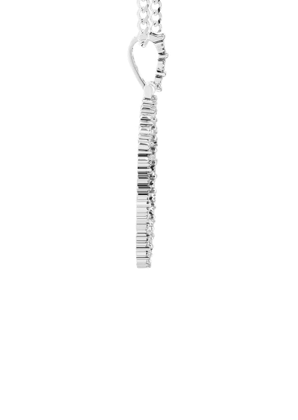 Full Diamond 10K White Gold Small Round Picture Pendant Necklace | 1.45 Carats | Appx. 16 Grams