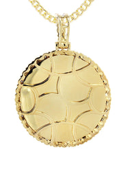 Full Diamond 10K Yellow Gold Large Round Picture Pendant Necklace | 2.67 Carats | Appx. 22 Grams