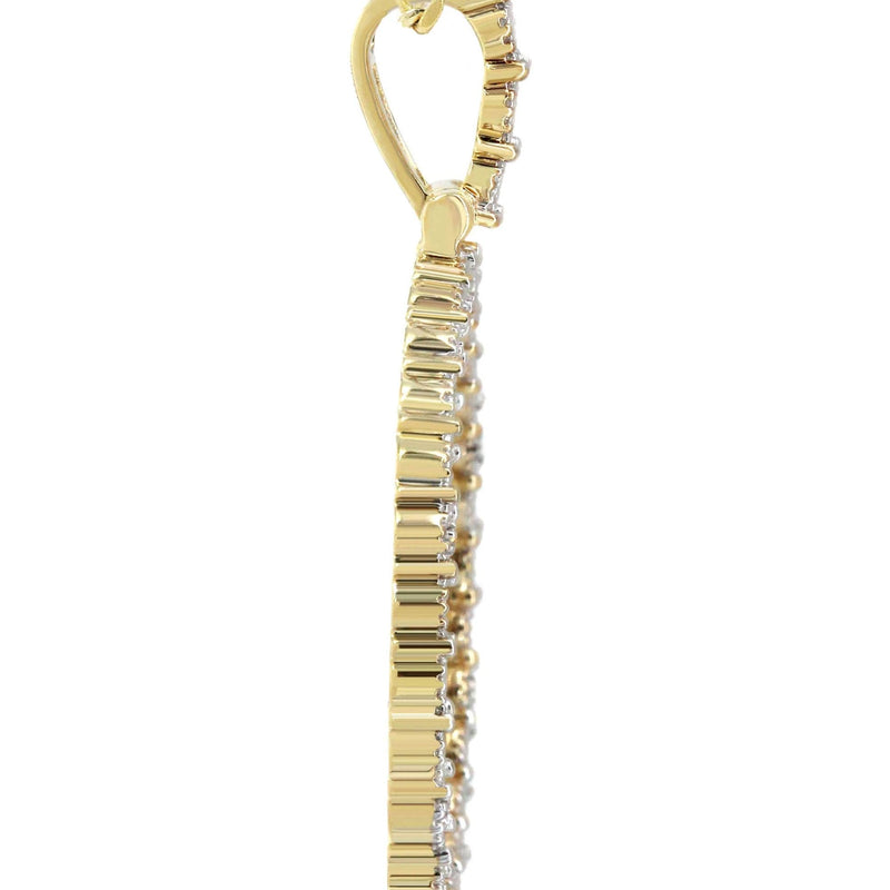 Full Diamond 10K Yellow Gold Large Round Picture Pendant Necklace | 2.67 Carats | Appx. 22 Grams