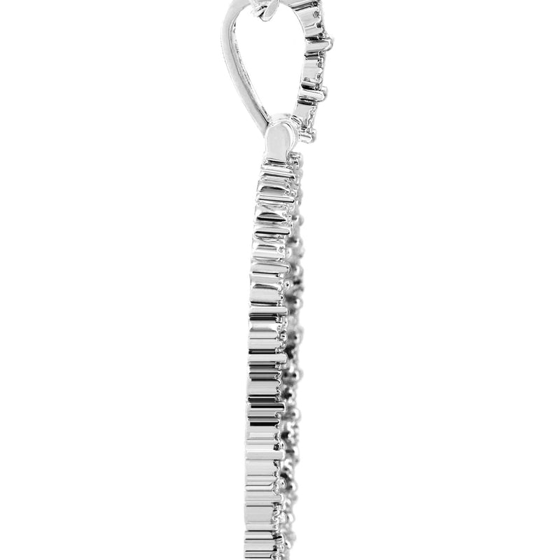 Full Diamond 10K White Gold Large Round Picture Pendant Necklace | 2.67 Carats | Appx. 22 Grams