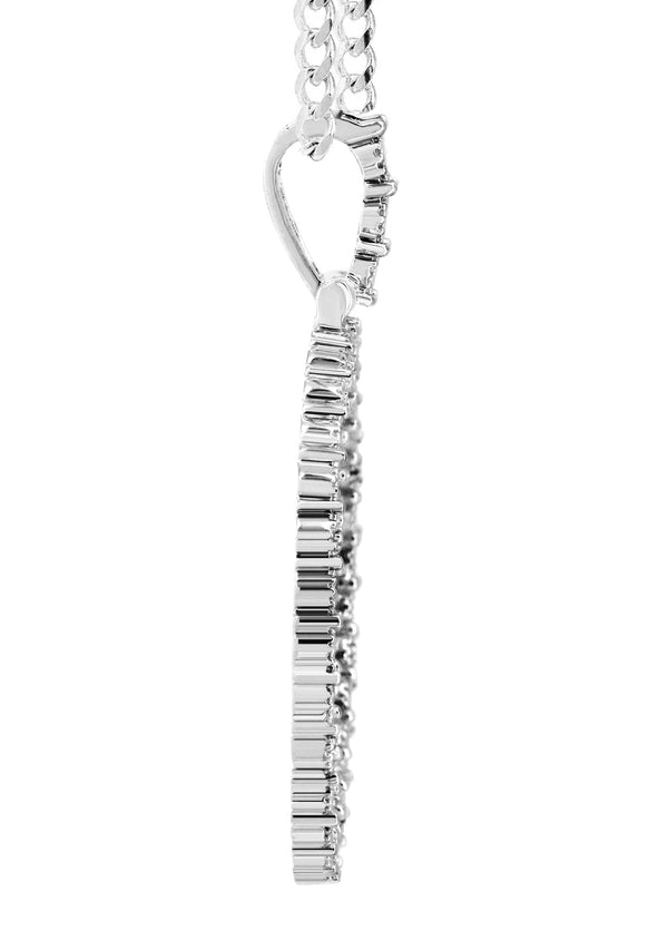 Full Diamond 10K White Gold Large Round Picture Pendant Necklace | 2.67 Carats | Appx. 22 Grams