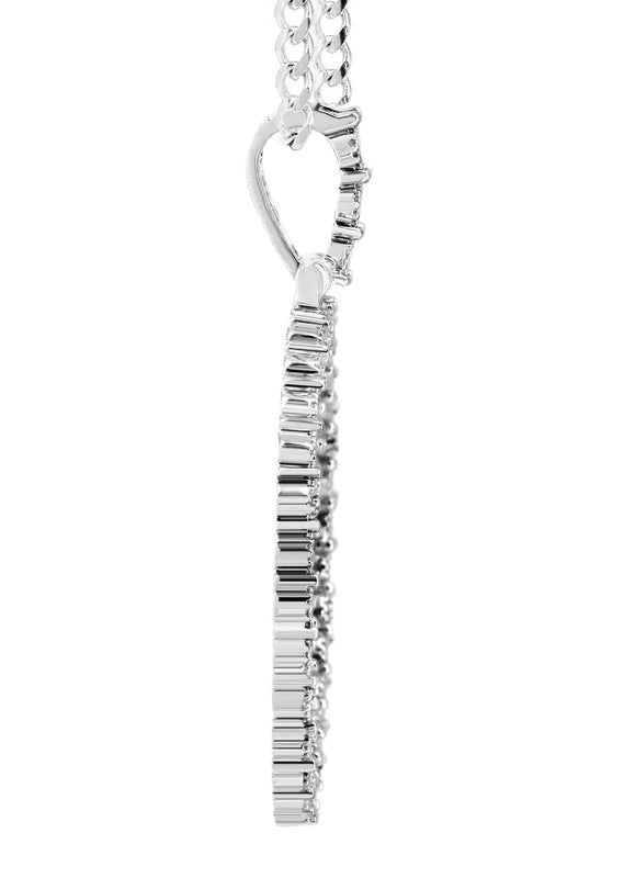 Full Diamond 10K White Gold Large Round Picture Pendant Necklace | 2.67 Carats | Appx. 22 Grams