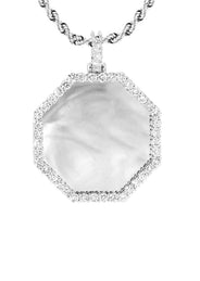 Full Diamond 10K White Gold Small Octagon Picture Pendant Necklace | 1.51 Carats | Appx. 17 Grams
